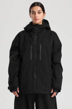 Women's Black Multi-Pocket Dual-Vent Ski Jacket Waterproof Insulated Snow Jacket