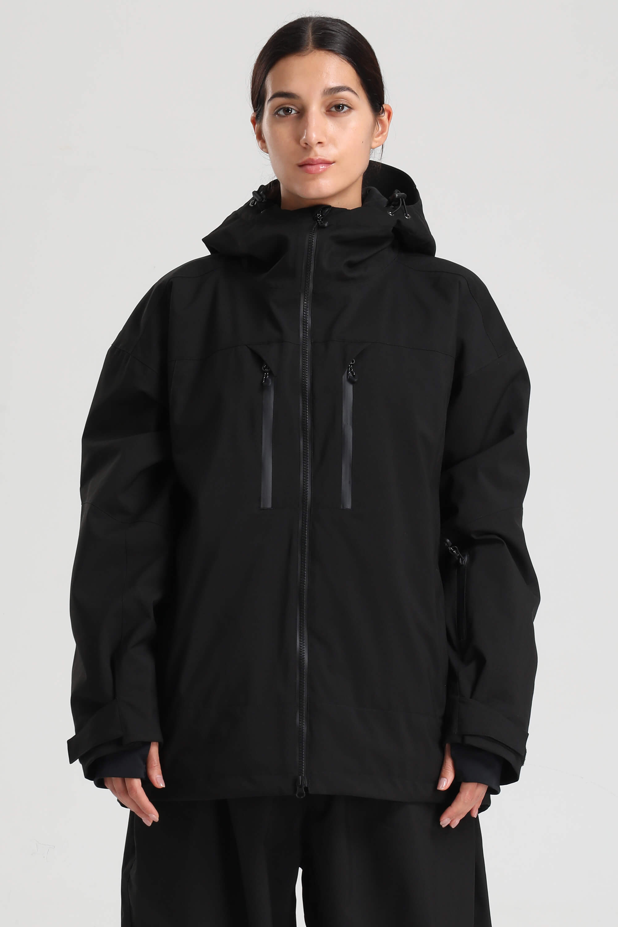 Women's Black Multi-Pocket Dual-Vent Ski Jacket Waterproof Insulated Snow Jacket