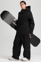 Women's Black Multi-Pocket Dual-Vent Ski Jacket Waterproof Insulated Snow Jacket