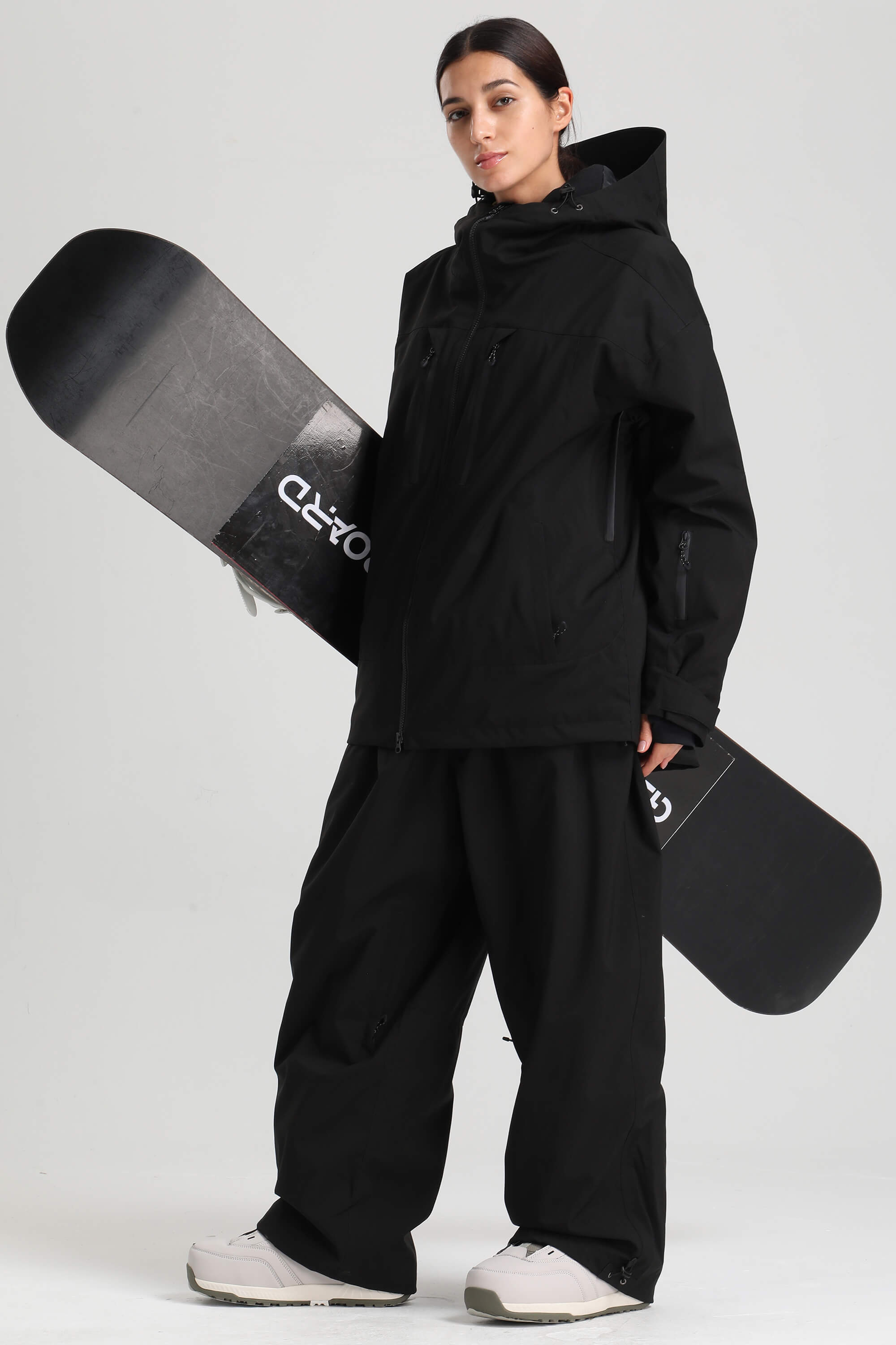 Women's Black Multi-Pocket Dual-Vent Ski Jacket Waterproof Insulated Snow Jacket