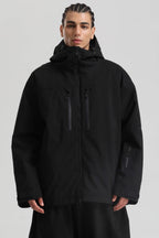 Men's Black Multi-Pocket Dual-Vent Ski Jacket Waterproof Insulated Snow Jacket