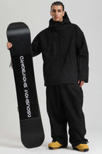 Men's Black Multi-Pocket Dual-Vent Ski Jacket Waterproof Insulated Snow Jacket