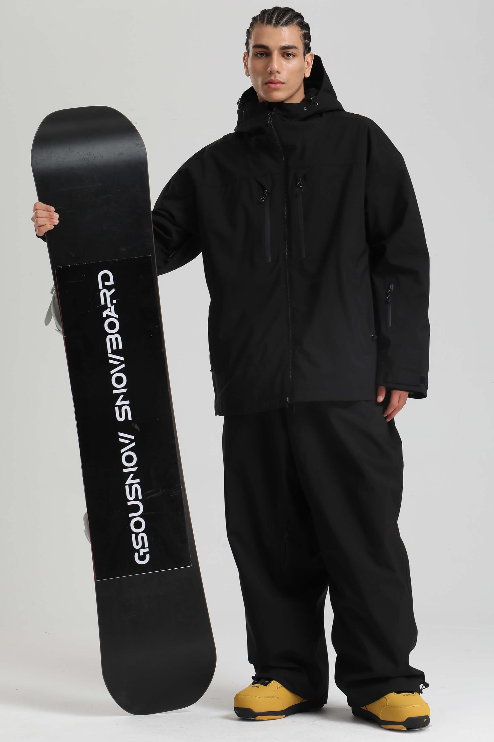 Men's Black Multi-Pocket Dual-Vent Ski Jacket Waterproof Insulated Snow Jacket