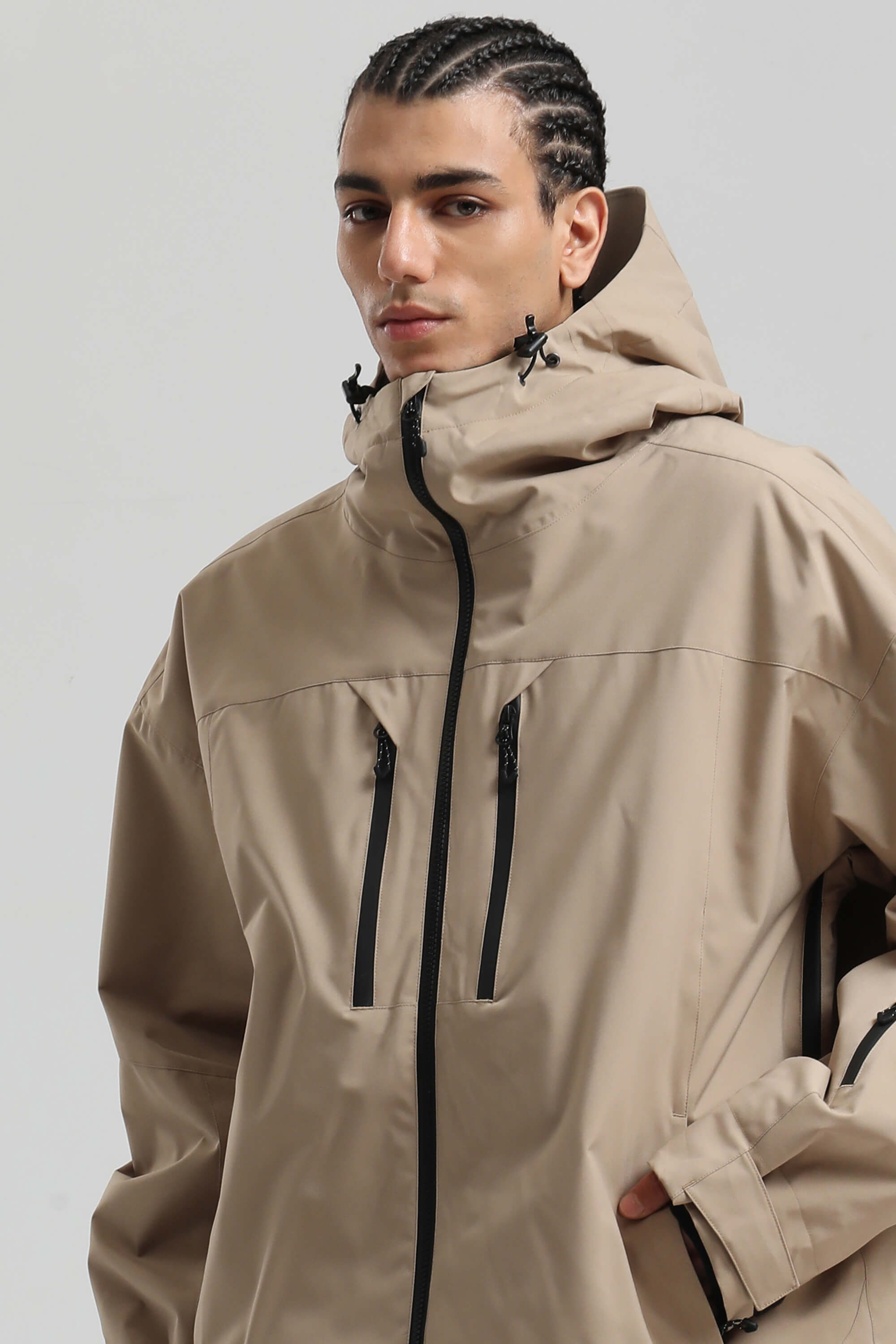 Men's Khaki Multi-Pocket Dual-Vent Ski Jacket Waterproof Insulated Snow Jacket Secondary image