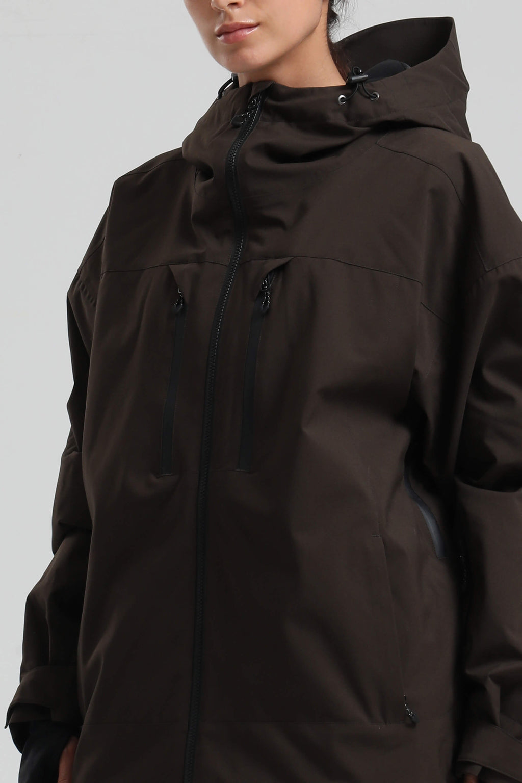 Women's Coffee Multi-Pocket Dual-Vent Ski Jacket Waterproof Insulated Snow Jacket