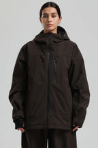 Women's Coffee Multi-Pocket Dual-Vent Ski Jacket Waterproof Insulated Snow Jacket