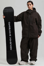 Women's Coffee Multi-Pocket Dual-Vent Ski Jacket Waterproof Insulated Snow Jacket