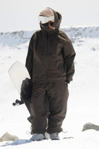 Women's Coffee Multi-Pocket Dual-Vent Ski Jacket Waterproof Insulated Snow Jacket