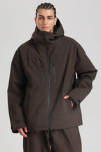 Men's Coffee Multi-Pocket Dual-Vent Ski Jacket Waterproof Insulated Snow Jacket