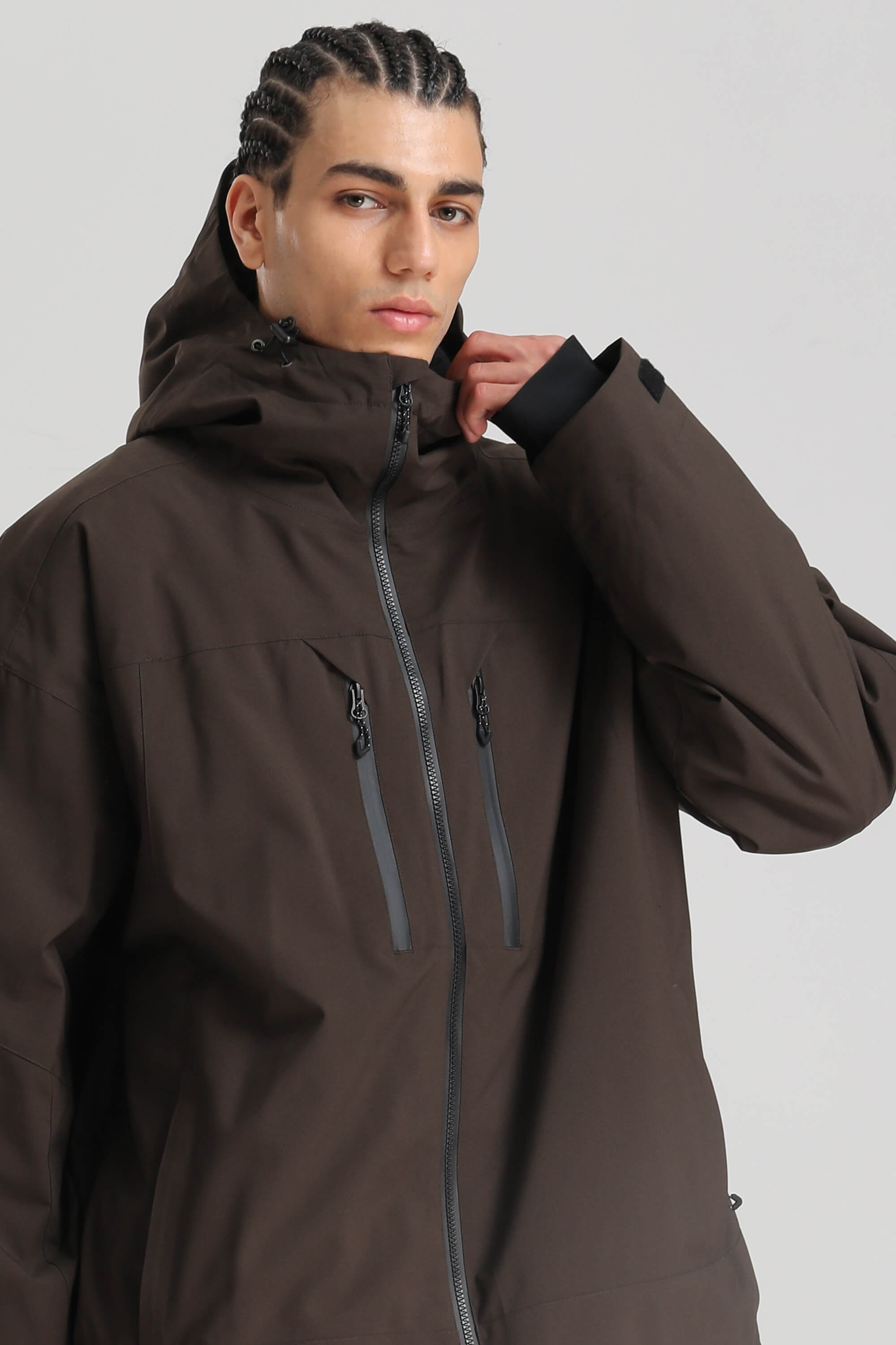 Men's Coffee Multi-Pocket Dual-Vent Ski Jacket Waterproof Insulated Snow Jacket Secondary image