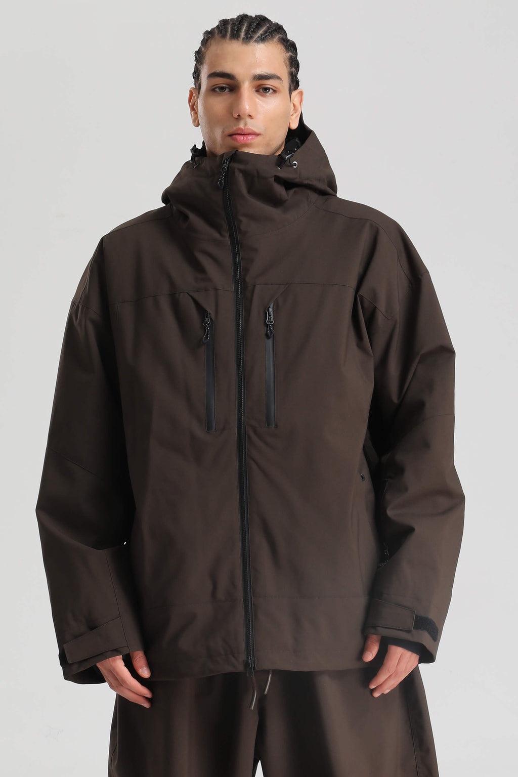 Men's Coffee Multi-Pocket Dual-Vent Ski Jacket Waterproof Insulated Snow Jacket