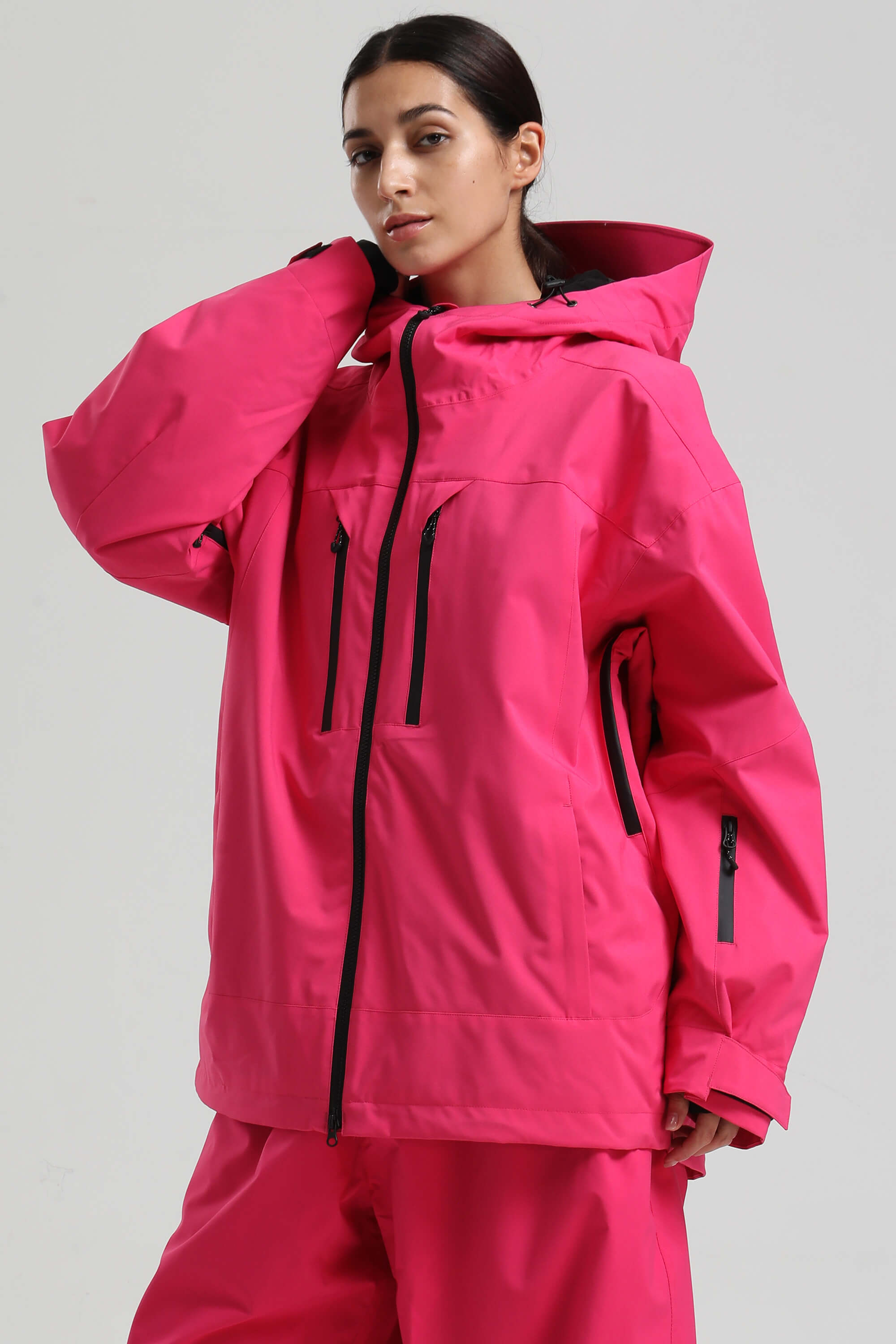 Women's Black Multi-Pocket Dual-Vent Ski Jacket Waterproof Insulated Snow Jacket