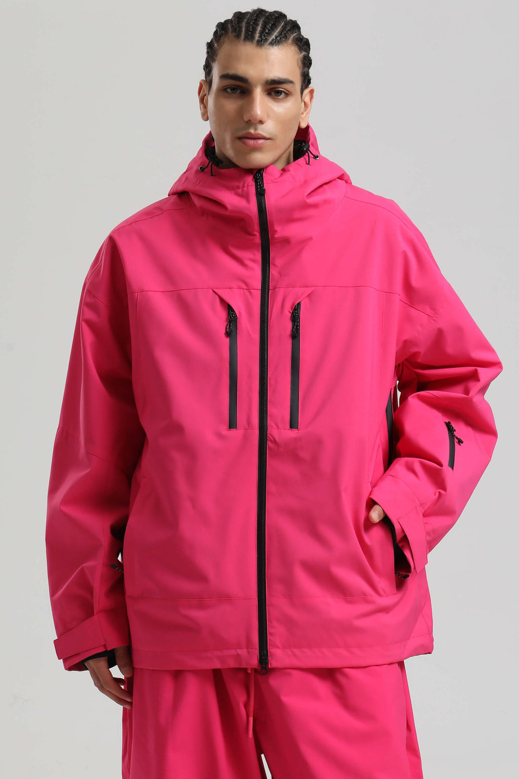 Men's Off White Multi-Pocket Dual-Vent Ski Jacket Waterproof Insulated Snow Jacket