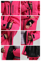 Women's Black Multi-Pocket Dual-Vent Ski Jacket Waterproof Insulated Snow Jacket