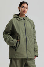 Women's Coffee Fully-Sealed Dual-Vent Ski Jacket Minimalist Insulated Snow Jacket