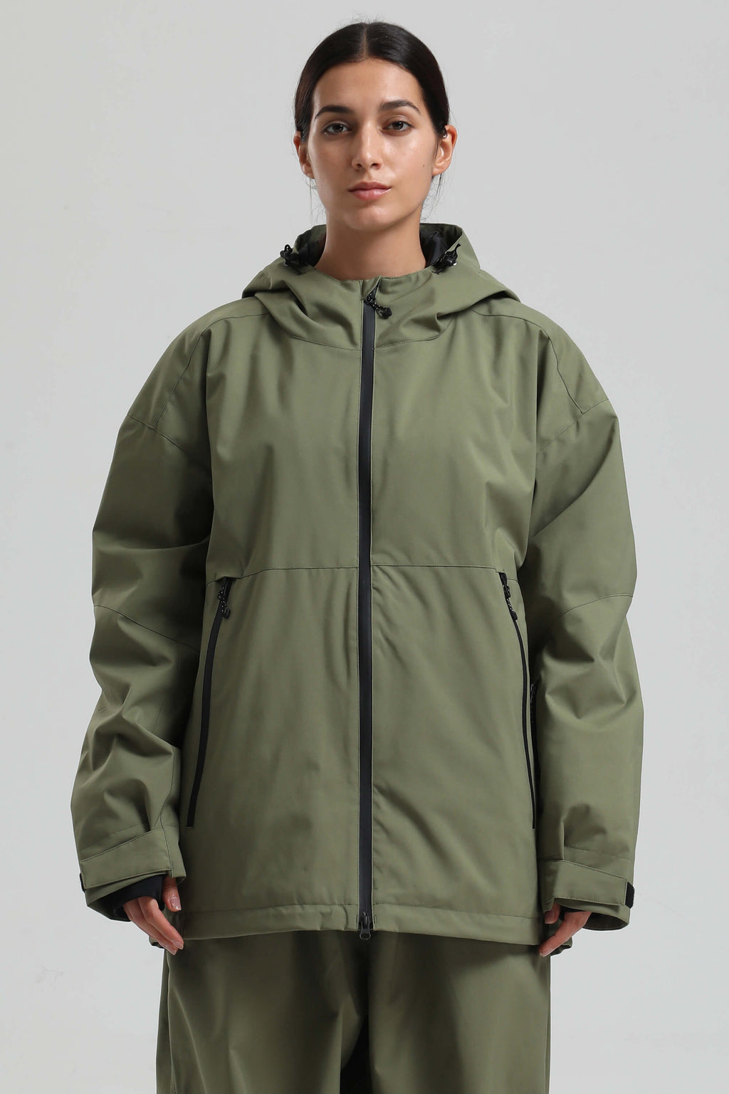 Women's Coffee Fully-Sealed Dual-Vent Ski Jacket Minimalist Insulated Snow Jacket