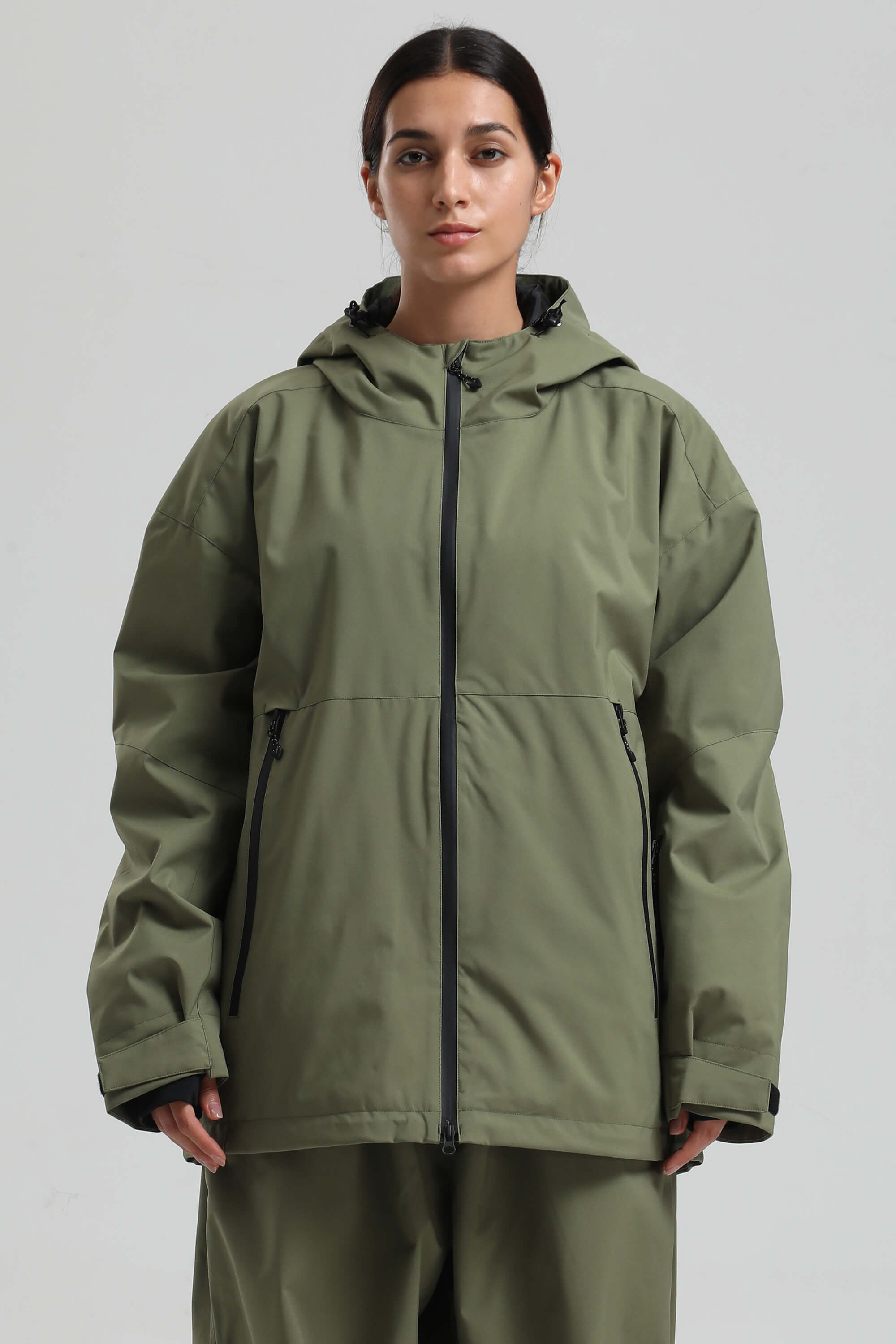 Women's Coffee Fully-Sealed Dual-Vent Ski Jacket Minimalist Insulated Snow Jacket
