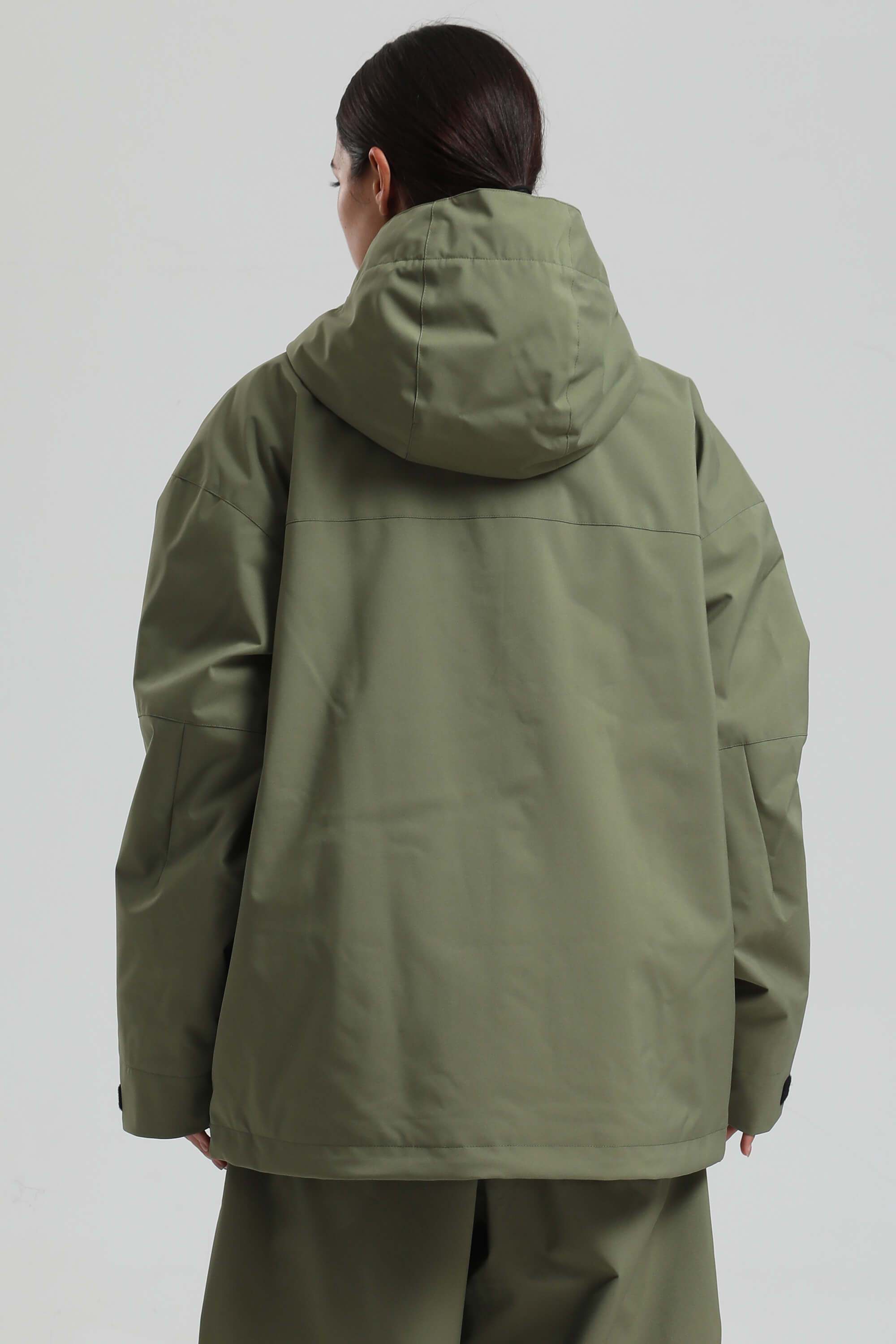 Women's Army Green Fully-Sealed Dual-Vent Ski Jacket Minimalist Insulated Snow Jacket