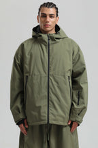Men's Coffee Fully-Sealed Dual-Vent Ski Jacket Minimalist Insulated Snow Jacket