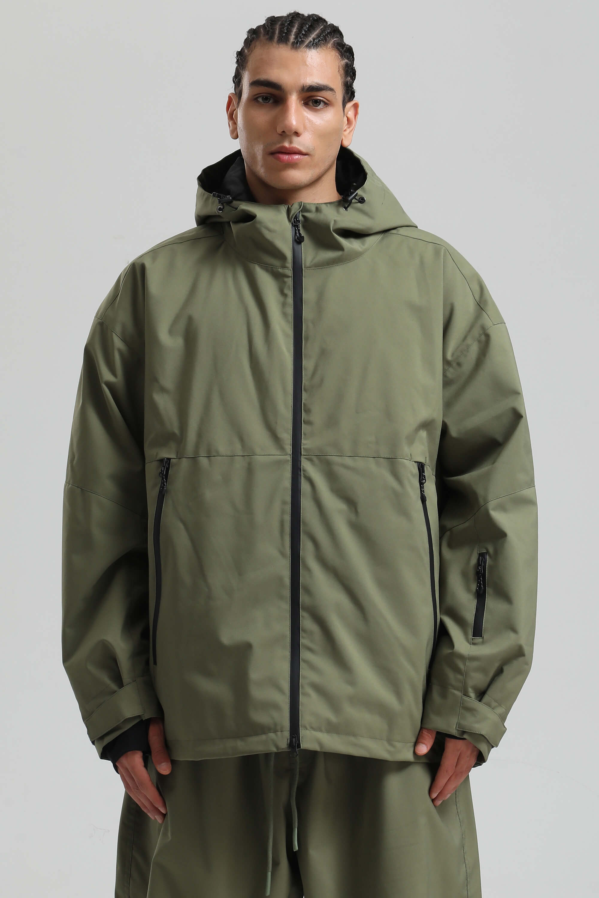 Men's Coffee Fully-Sealed Dual-Vent Ski Jacket Minimalist Insulated Snow Jacket