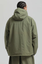 Men's Army Green Fully-Sealed Dual-Vent Ski Jacket Minimalist Insulated Snow Jacket