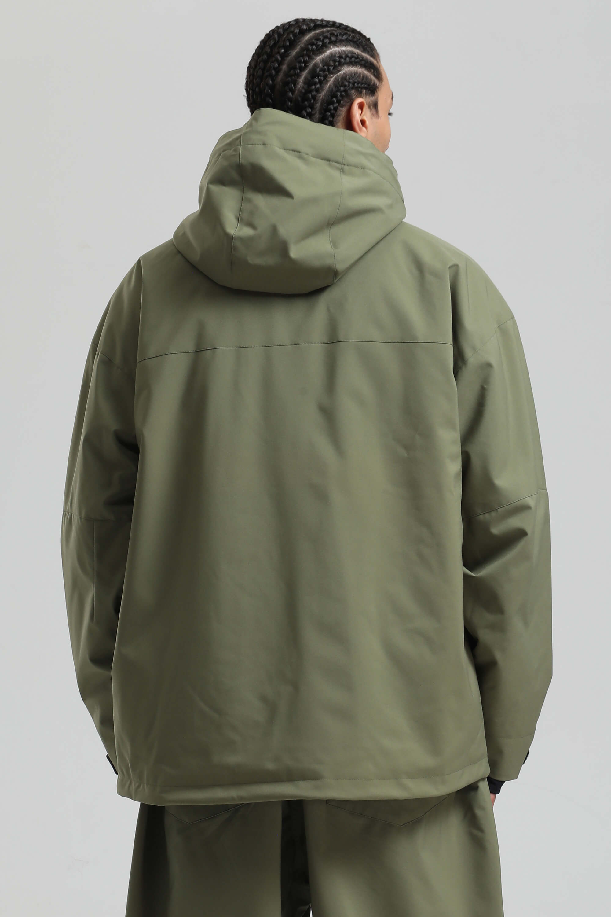 Men's Army Green Fully-Sealed Dual-Vent Ski Jacket Minimalist Insulated Snow Jacket