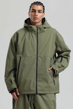 Men's Army Green Fully-Sealed Dual-Vent Ski Jacket Minimalist Insulated Snow Jacket