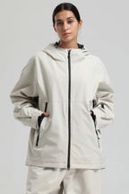 Women's Off White Fully-Sealed Dual-Vent Ski Jacket Minimalist Insulated Snow Jacket