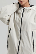 Women's Off White Fully-Sealed Dual-Vent Ski Jacket Minimalist Insulated Snow Jacket