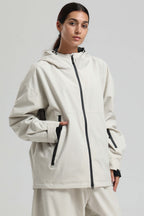 Women's Off White Fully-Sealed Dual-Vent Ski Jacket Minimalist Insulated Snow Jacket