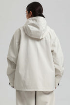 Women's Off White Fully-Sealed Dual-Vent Ski Jacket Minimalist Insulated Snow Jacket