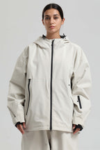 Women's Off White Fully-Sealed Dual-Vent Ski Jacket Minimalist Insulated Snow Jacket