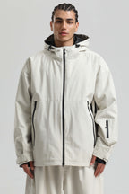 Men's Off White Fully-Sealed Dual-Vent Ski Jacket Minimalist Insulated Snow Jacket