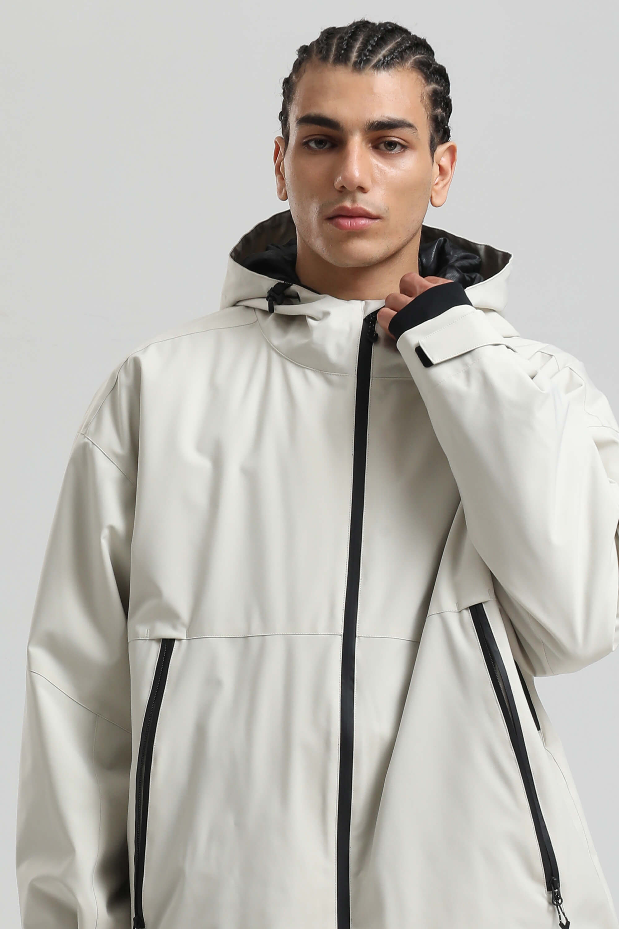Men's Off White Fully-Sealed Dual-Vent Ski Jacket Minimalist Insulated Snow Jacket Secondary image