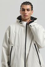 Men's Off White Fully-Sealed Dual-Vent Ski Jacket Minimalist Insulated Snow Jacket