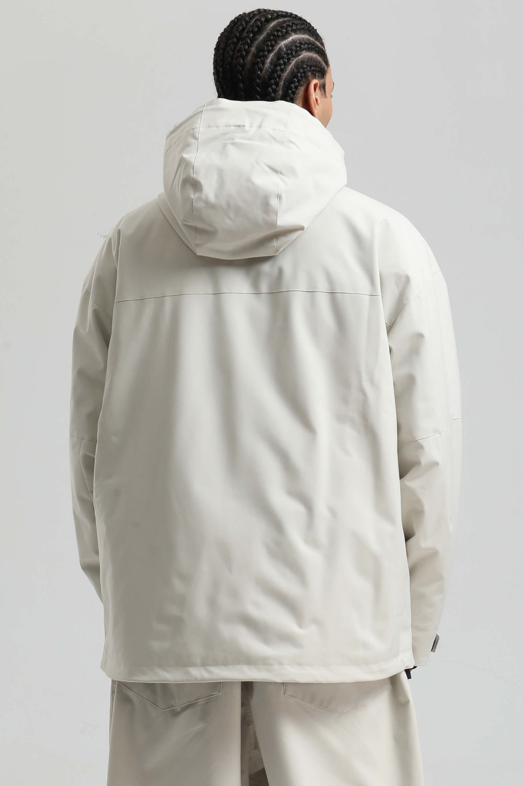 Men's Off White Fully-Sealed Dual-Vent Ski Jacket Minimalist Insulated Snow Jacket