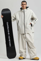 Men's Off White Fully-Sealed Dual-Vent Ski Jacket Minimalist Insulated Snow Jacket