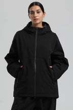 Women's Black Fully-Sealed Dual-Vent Ski Jacket Minimalist Insulated Snow Jacket