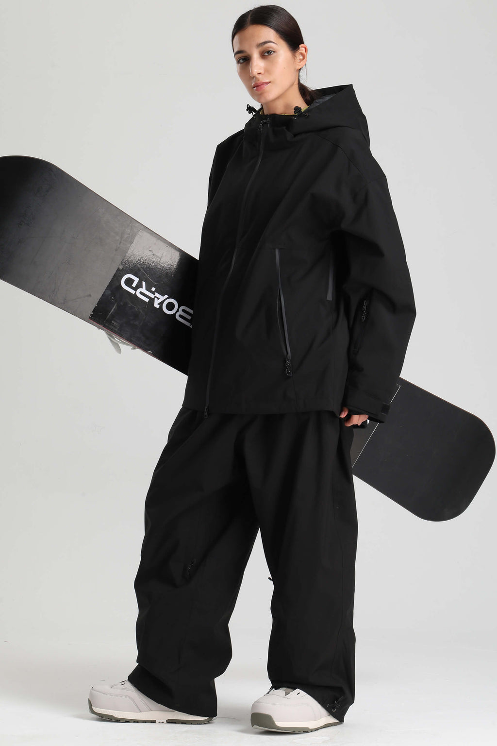 Women's Black Fully-Sealed Dual-Vent Ski Jacket Minimalist Insulated Snow Jacket