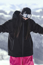 Women's Coffee Fully-Sealed Dual-Vent Ski Jacket Minimalist Insulated Snow Jacket