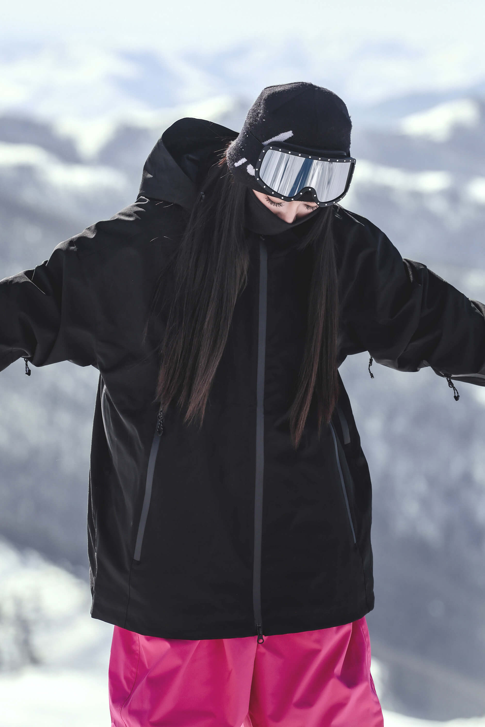 Women's Coffee Fully-Sealed Dual-Vent Ski Jacket Minimalist Insulated Snow Jacket