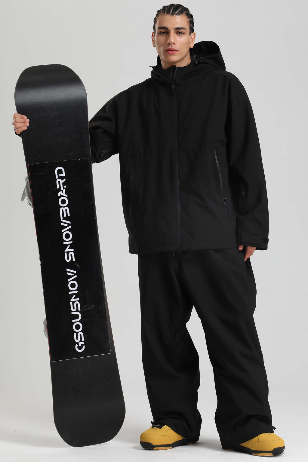 Men's Black Fully-Sealed Dual-Vent Ski Jacket Minimalist Insulated Snow Jacket