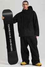 Men's Black Fully-Sealed Dual-Vent Ski Jacket Minimalist Insulated Snow Jacket