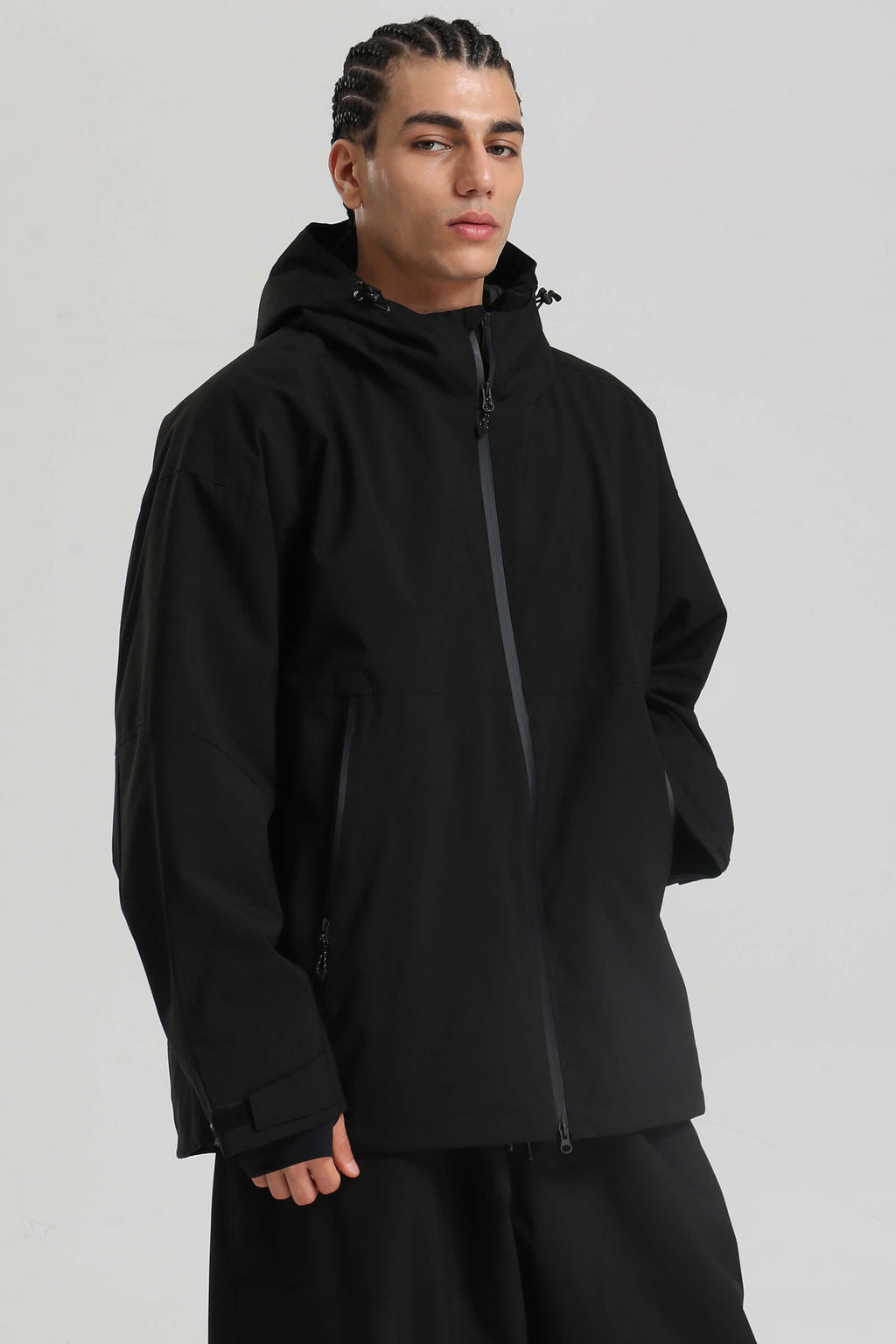 Men's Black Fully-Sealed Dual-Vent Ski Jacket Minimalist Insulated Snow Jacket