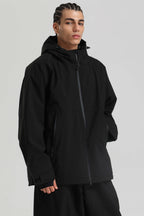 Men's Black Fully-Sealed Dual-Vent Ski Jacket Minimalist Insulated Snow Jacket
