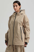 Women's Khaki Fully-Sealed Dual-Vent Ski Jacket Minimalist Insulated Snow Jacket