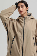 Women's Khaki Fully-Sealed Dual-Vent Ski Jacket Minimalist Insulated Snow Jacket