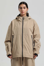 Women's Khaki Fully-Sealed Dual-Vent Ski Jacket Minimalist Insulated Snow Jacket