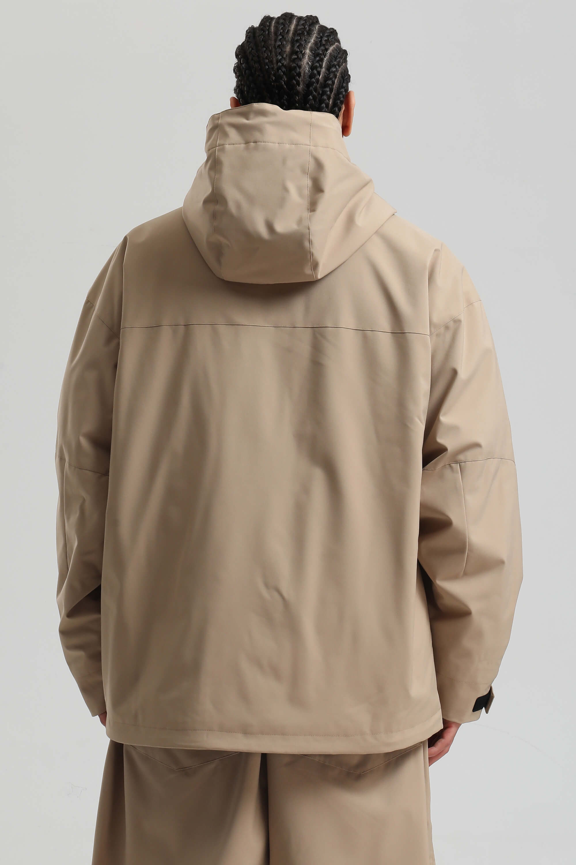 Men's Khaki Fully-Sealed Dual-Vent Ski Jacket Minimalist Insulated Snow Jacket
