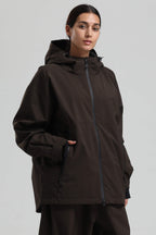 Women's Coffee Fully-Sealed Dual-Vent Ski Jacket Minimalist Insulated Snow Jacket